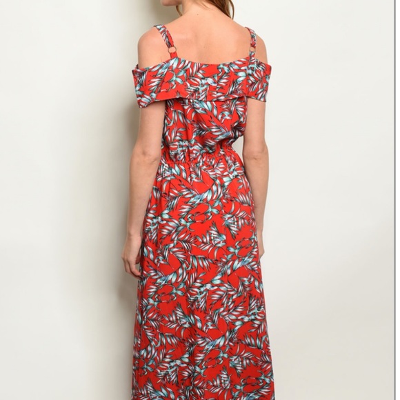 ❣️RED LEAF PRINT MAXI❣️- Dress - Picture 3 of 3